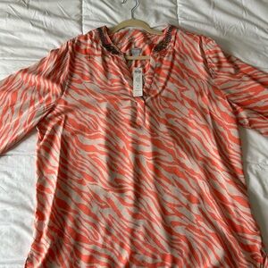 Chico's Vibrant Orange Zebra Print Blouse